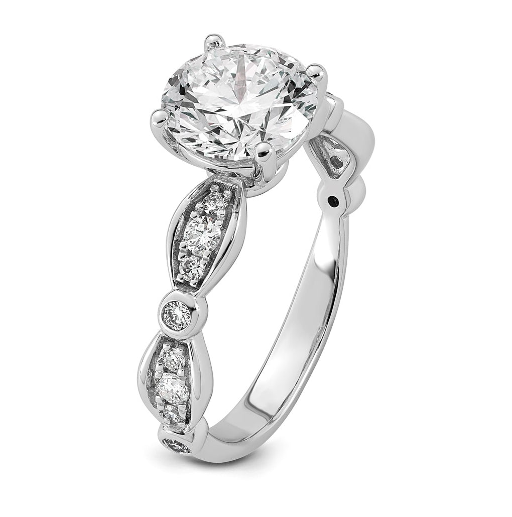 14K White Gold 2 1/4ct Certified Round Center Lab Grown Diamond VS+ F+ Ring