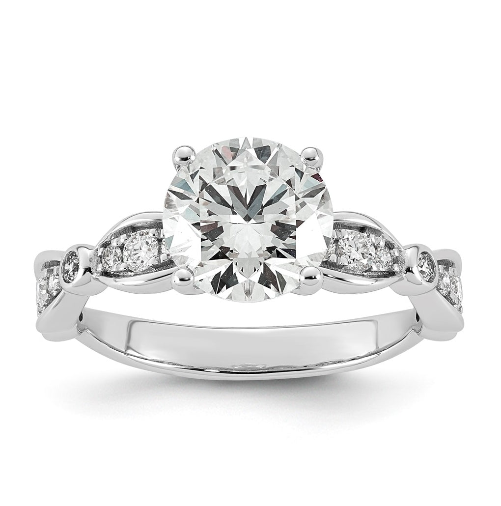 14K White Gold 2 1/4ct Certified Round Center Lab Grown Diamond VS+ F+ Ring