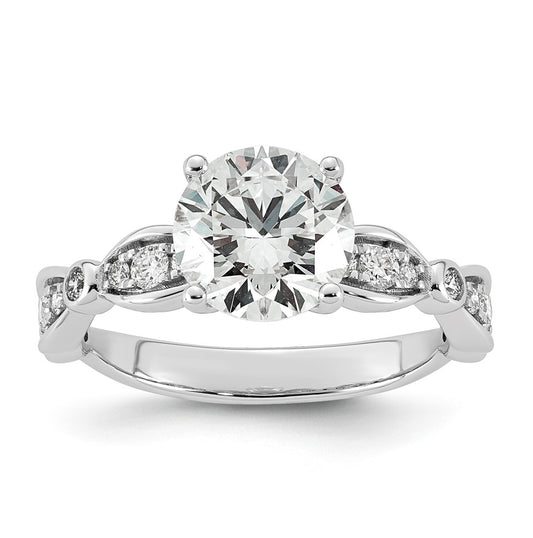 14K White Gold 2 1/4ct Certified Round Center Lab Grown Diamond VS+ F+ Ring