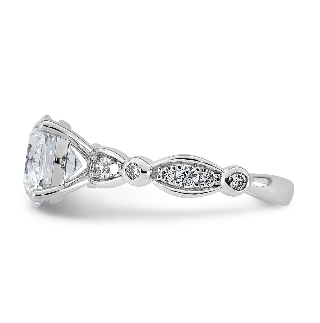 14K White Gold 2 7/8ct Certified Round Center Lab Grown Diamond VS+ F+ Ring