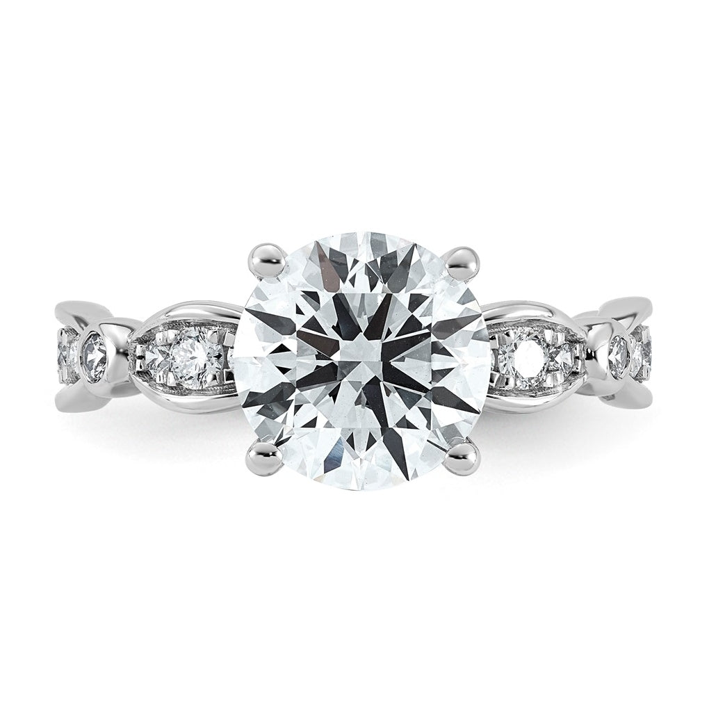 14K White Gold 2 7/8ct Certified Round Center Lab Grown Diamond VS+ F+ Ring