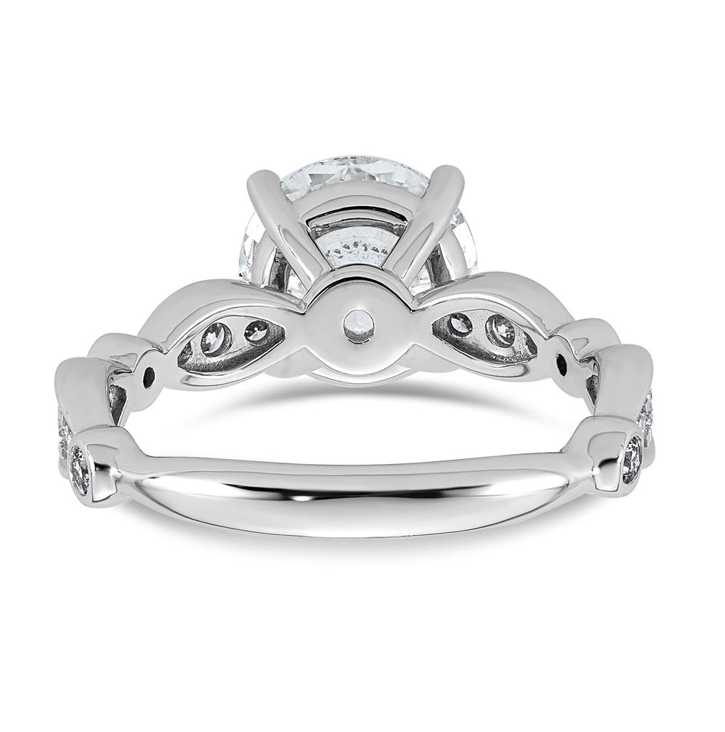14K White Gold 2 7/8ct Certified Round Center Lab Grown Diamond VS+ F+ Ring