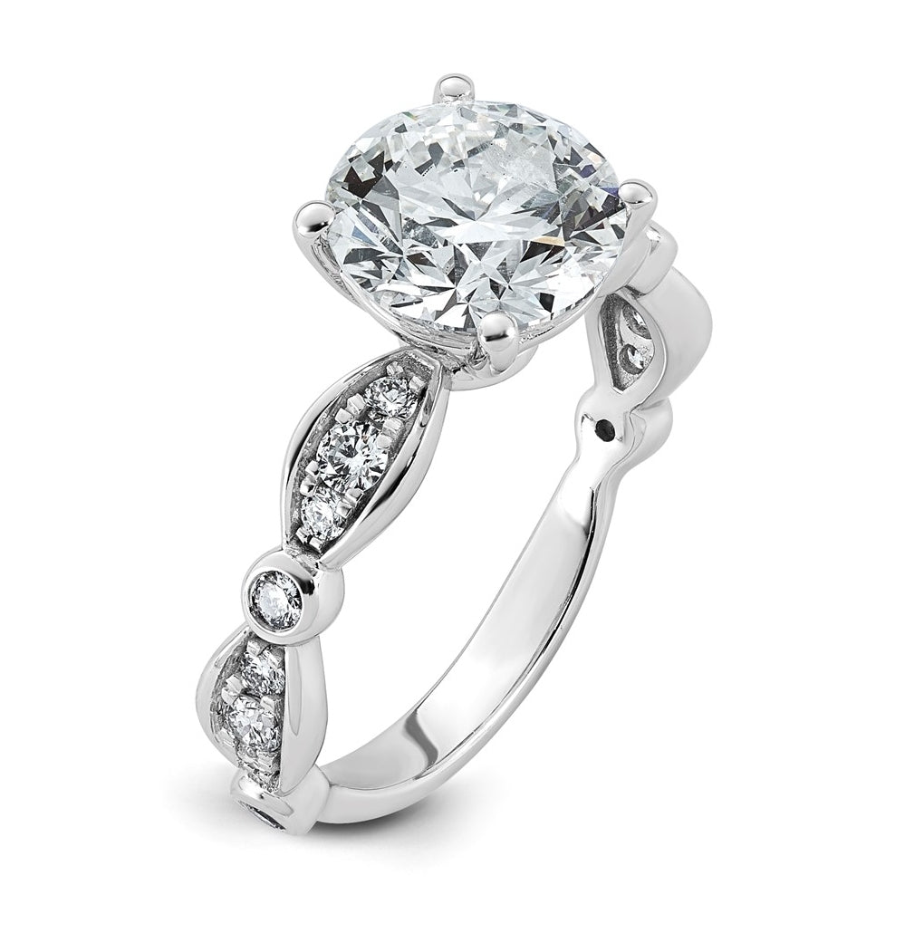 14K White Gold 2 7/8ct Certified Round Center Lab Grown Diamond VS+ F+ Ring