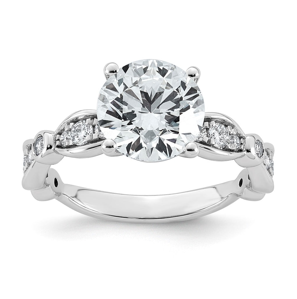 14K White Gold 2 7/8ct Certified Round Center Lab Grown Diamond VS+ F+ Ring