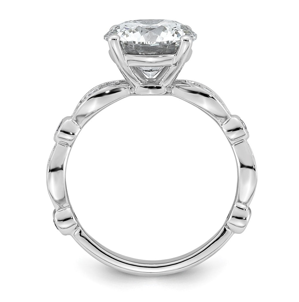 14K White Gold 3 1/3ct Certified Round Center Lab Grown Diamond VS+ F+ Ring