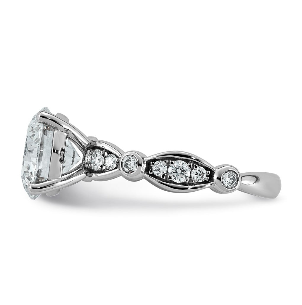 14K White Gold 3 1/3ct Certified Round Center Lab Grown Diamond VS+ F+ Ring