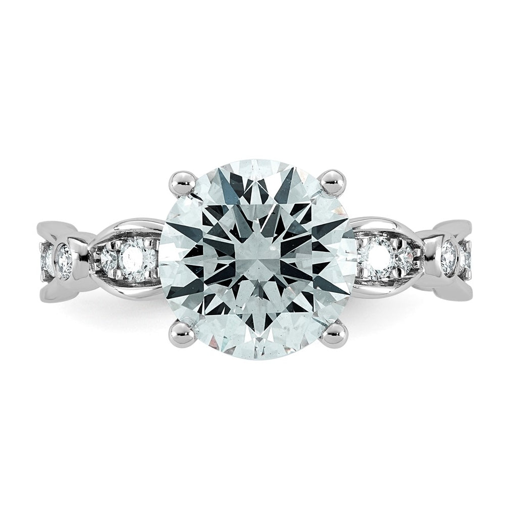 14K White Gold 3 1/3ct Certified Round Center Lab Grown Diamond VS+ F+ Ring