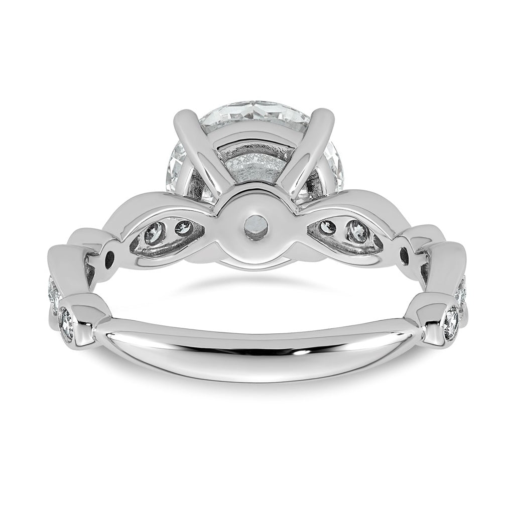 14K White Gold 3 1/3ct Certified Round Center Lab Grown Diamond VS+ F+ Ring