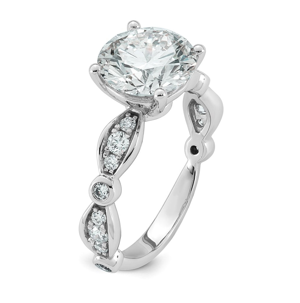 14K White Gold 3 1/3ct Certified Round Center Lab Grown Diamond VS+ F+ Ring