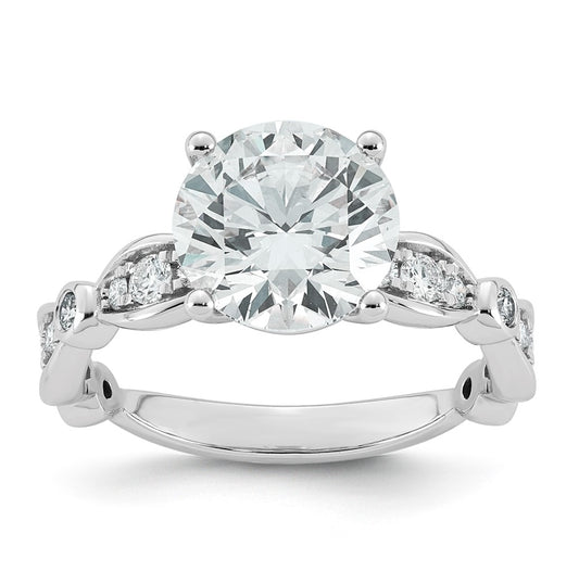 14K White Gold 3 1/3ct Certified Round Center Lab Grown Diamond VS+ F+ Ring