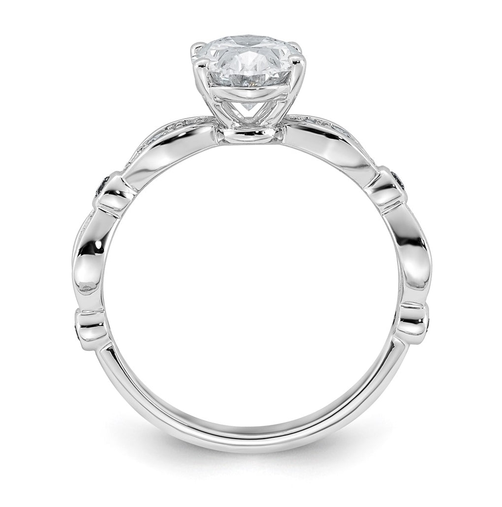 14K White Gold 1 3/4ct Certified Oval Center Lab Grown Diamond VS+ F+ Ring