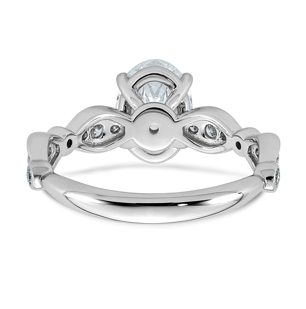 14K White Gold 1 3/4ct Certified Oval Center Lab Grown Diamond VS+ F+ Ring