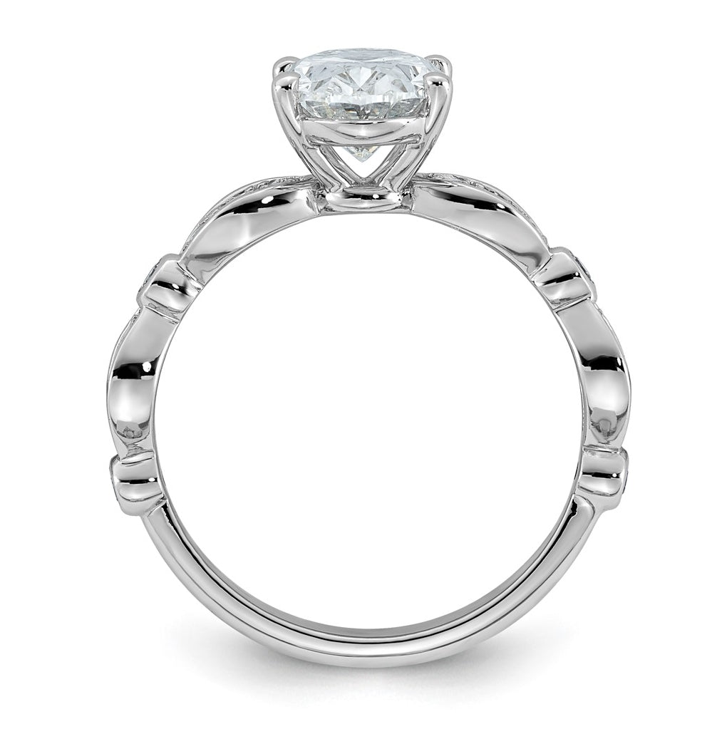 14K White Gold 2 1/4ct Certified Oval Center Lab Grown Diamond VS+ F+ Ring