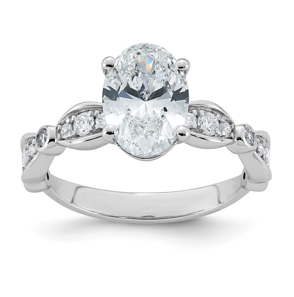 14K White Gold 2 1/4ct Certified Oval Center Lab Grown Diamond VS+ F+ Ring