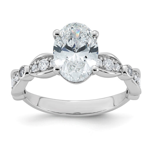 14K White Gold 2 1/4ct Certified Oval Center Lab Grown Diamond VS+ F+ Ring