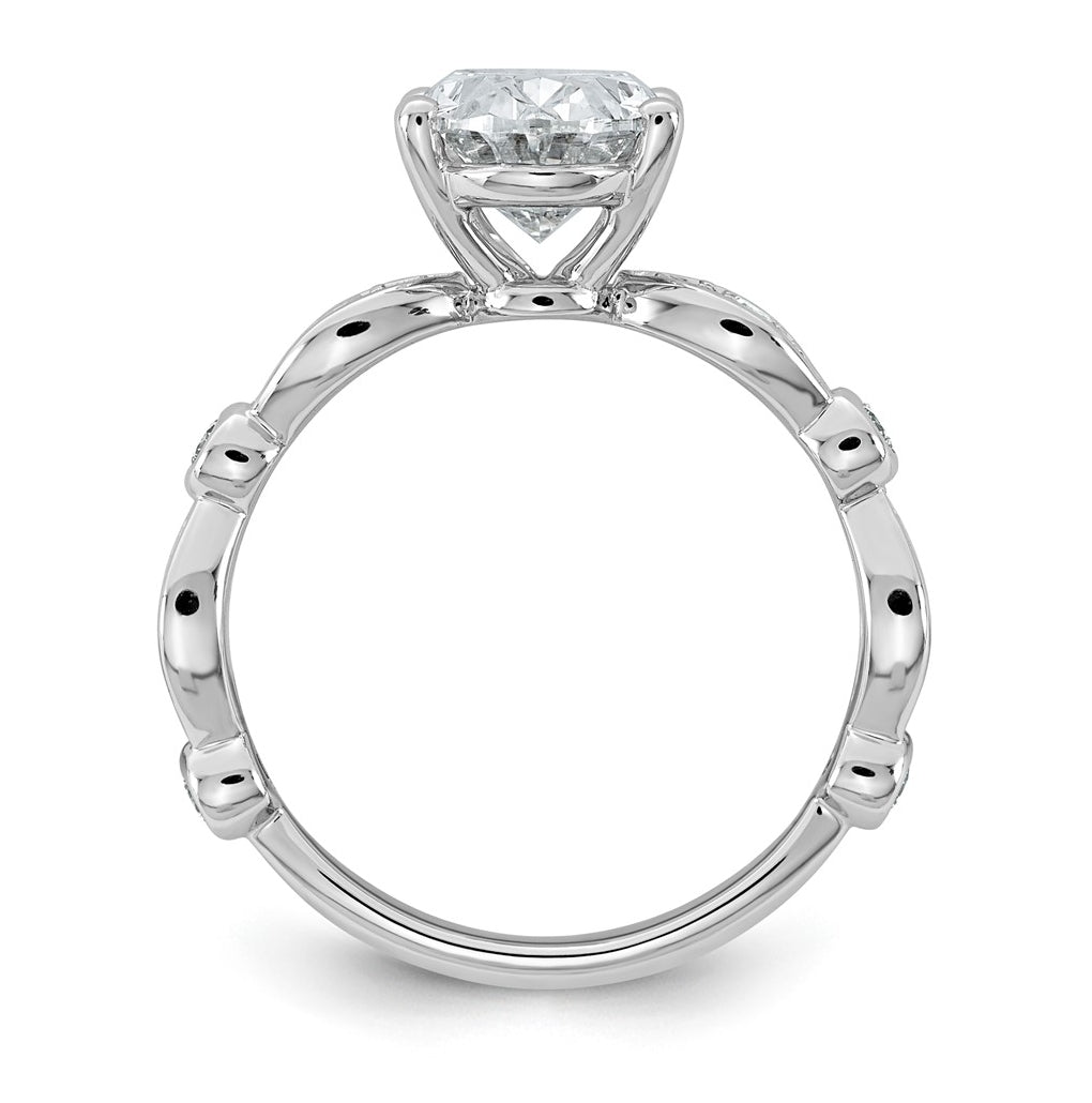 14K White Gold 2 7/8ct Certified Oval Center Lab Grown Diamond VS+ F+ Ring