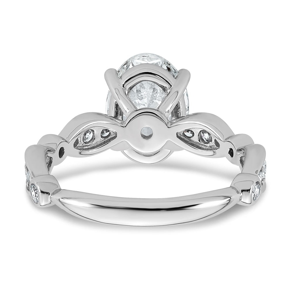 14K White Gold 2 7/8ct Certified Oval Center Lab Grown Diamond VS+ F+ Ring