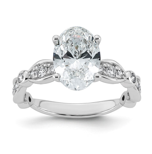 14K White Gold 2 7/8ct Certified Oval Center Lab Grown Diamond VS+ F+ Ring