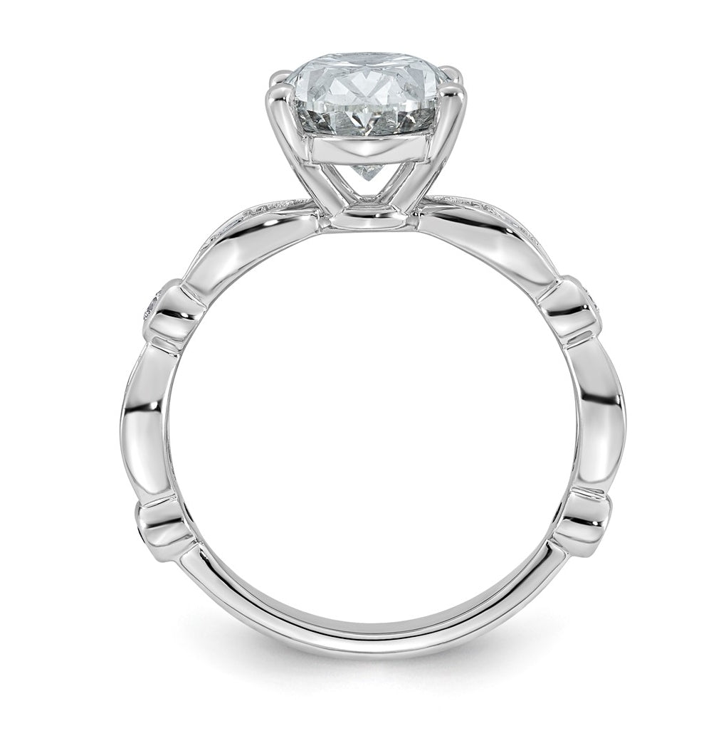 14K White Gold 3 1/3ct Certified Oval Center Lab Grown Diamond VS+ F+ Ring
