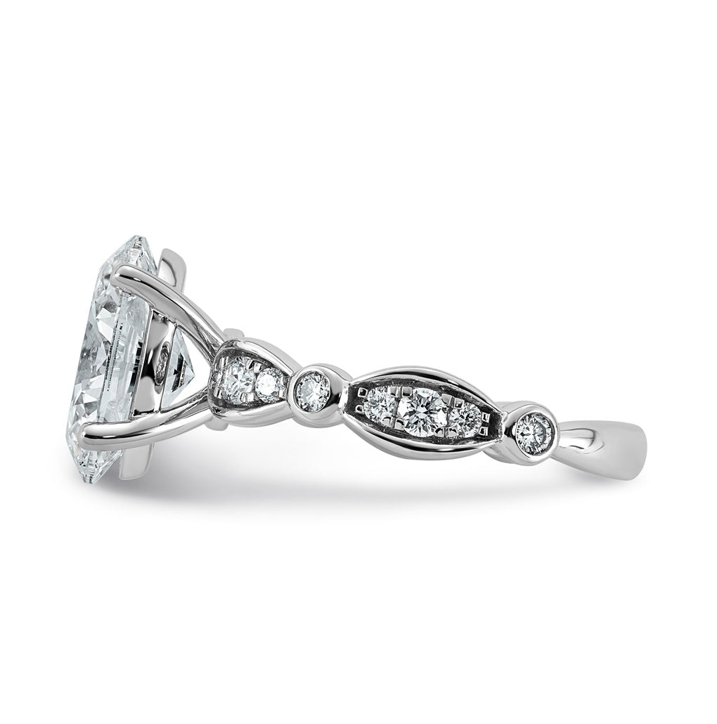 14K White Gold 3 1/3ct Certified Oval Center Lab Grown Diamond VS+ F+ Ring