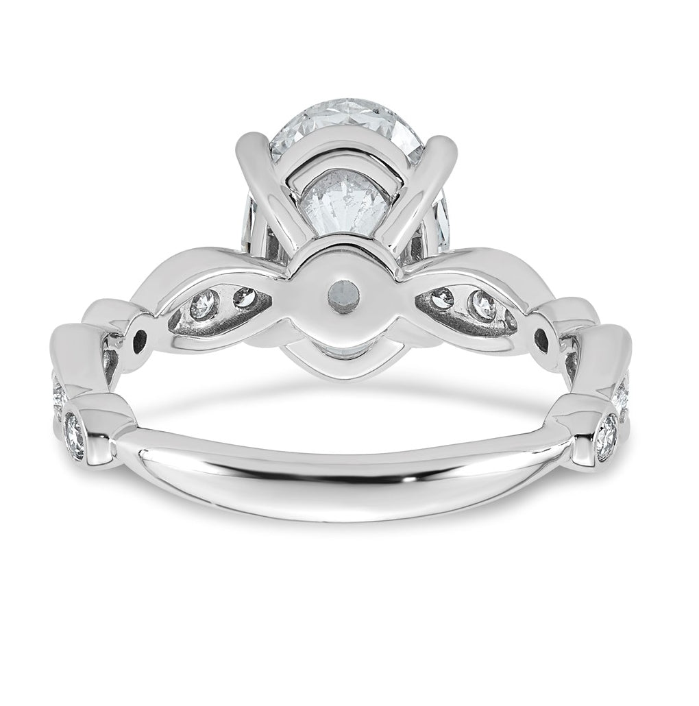 14K White Gold 3 1/3ct Certified Oval Center Lab Grown Diamond VS+ F+ Ring