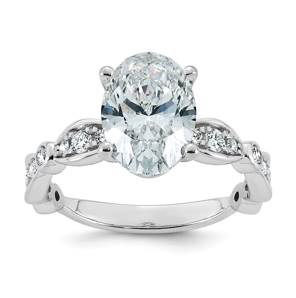 14K White Gold 3 1/3ct Certified Oval Center Lab Grown Diamond VS+ F+ Ring