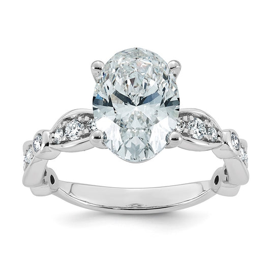 14K White Gold 3 1/3ct Certified Oval Center Lab Grown Diamond VS+ F+ Ring