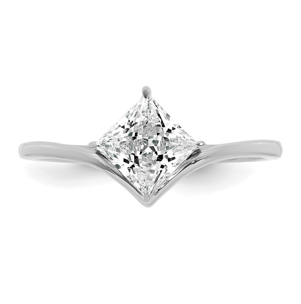 True Origin 14k White Gold 1 carat Lab Grown Diamond VS+ F+ Princess Solitaire Complete Ring