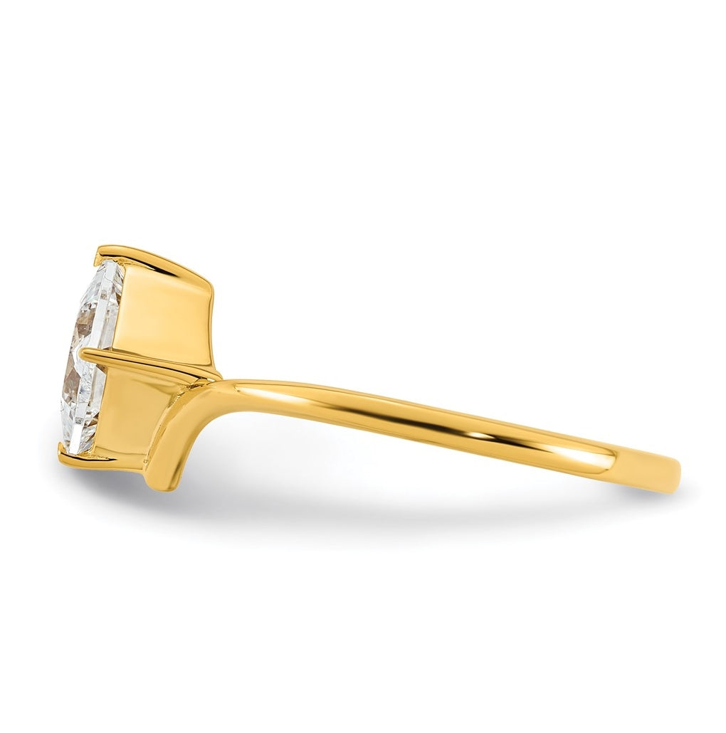 True Origin 14k Yellow Gold 1 carat Lab Grown Diamond VS+ F+ Princess Solitaire Complete Ring