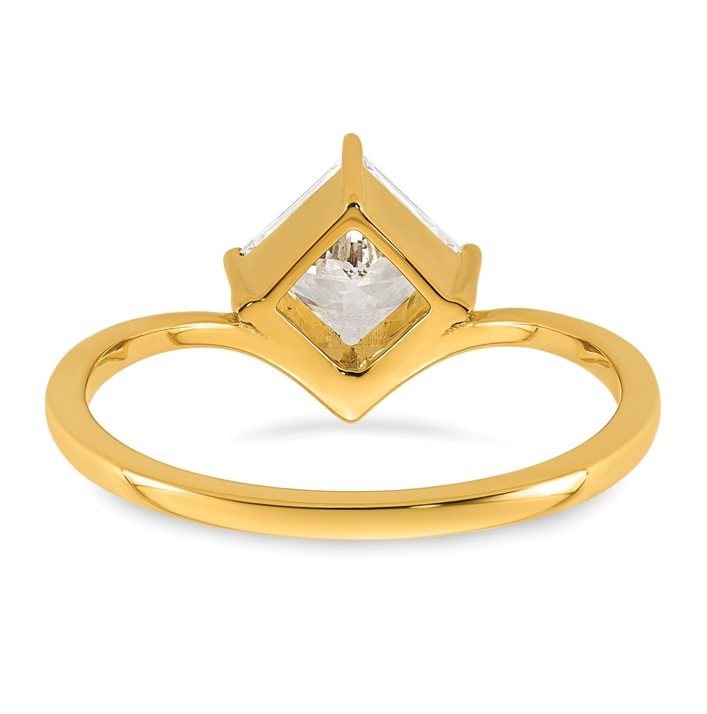 True Origin 14k Yellow Gold 1 carat Lab Grown Diamond VS+ F+ Princess Solitaire Complete Ring