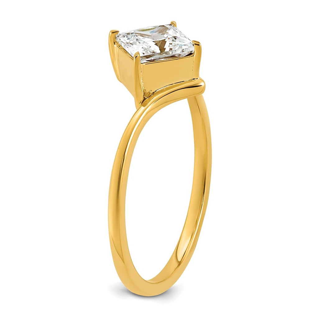 True Origin 14k Yellow Gold 1 carat Lab Grown Diamond VS+ F+ Princess Solitaire Complete Ring