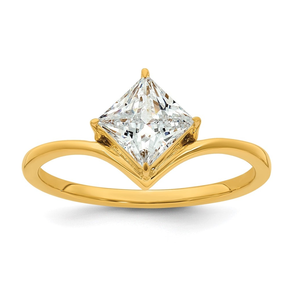 True Origin 14k Yellow Gold 1 carat Lab Grown Diamond VS+ F+ Princess Solitaire Complete Ring