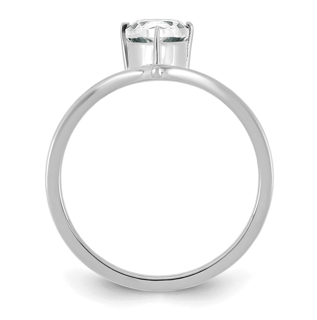 True Origin 14k White Gold 1 carat Lab Grown Diamond VS+ F+ Pear Solitaire Complete Ring