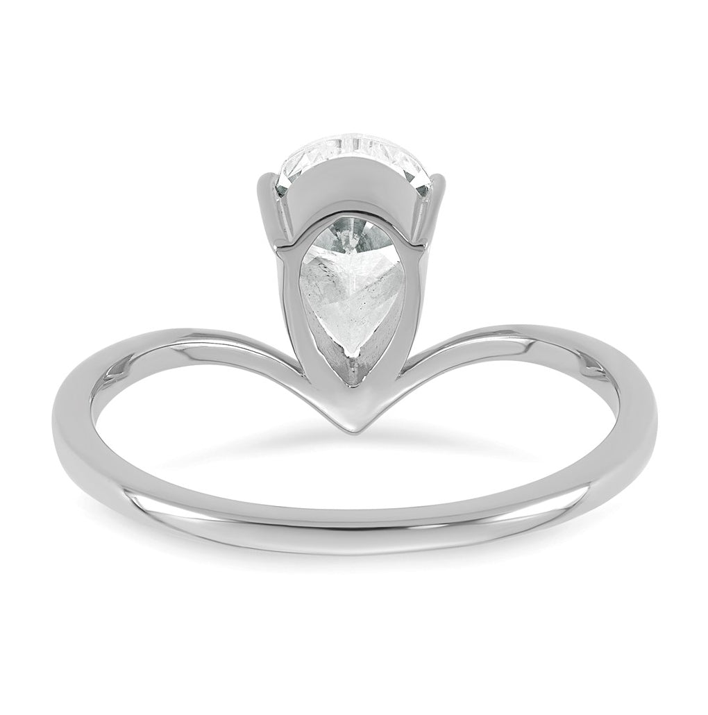 True Origin 14k White Gold 1 carat Lab Grown Diamond VS+ F+ Pear Solitaire Complete Ring