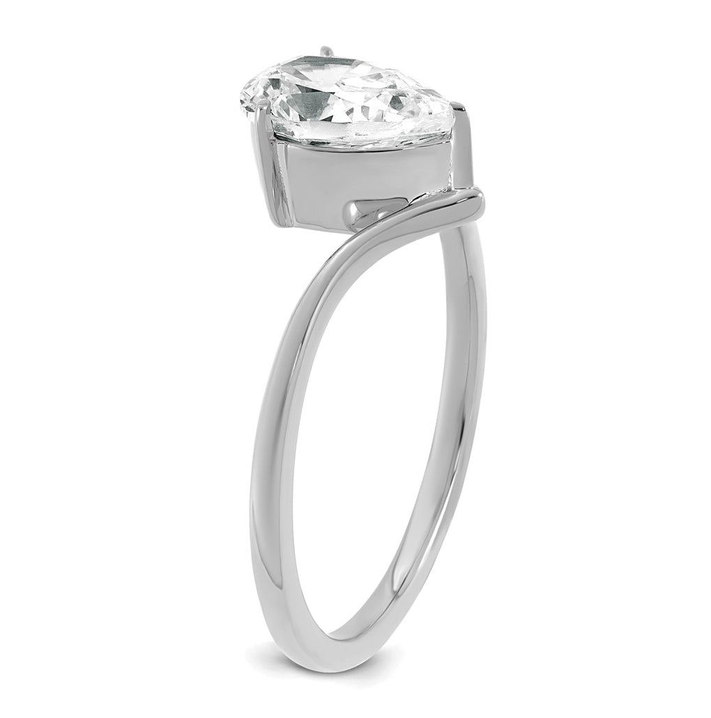 True Origin 14k White Gold 1 carat Lab Grown Diamond VS+ F+ Pear Solitaire Complete Ring