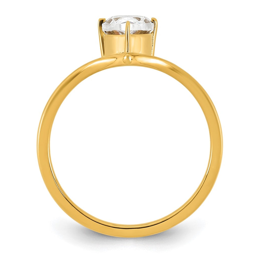 True Origin 14k Yellow Gold 1 carat Lab Grown Diamond VS+ F+ Pear Solitaire Complete Ring
