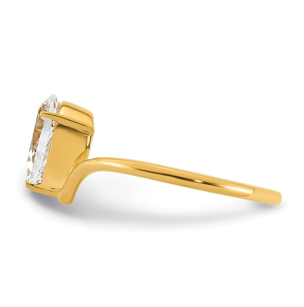 True Origin 14k Yellow Gold 1 carat Lab Grown Diamond VS+ F+ Pear Solitaire Complete Ring