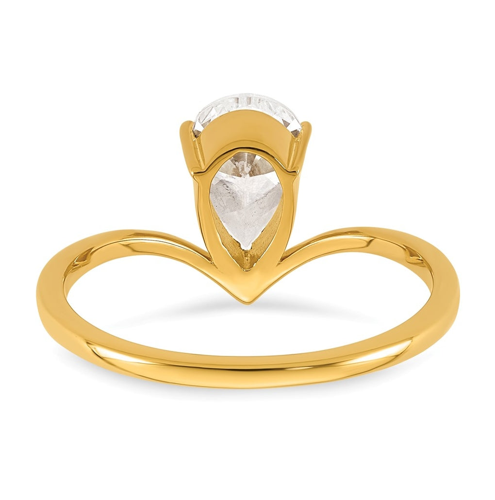 True Origin 14k Yellow Gold 1 carat Lab Grown Diamond VS+ F+ Pear Solitaire Complete Ring