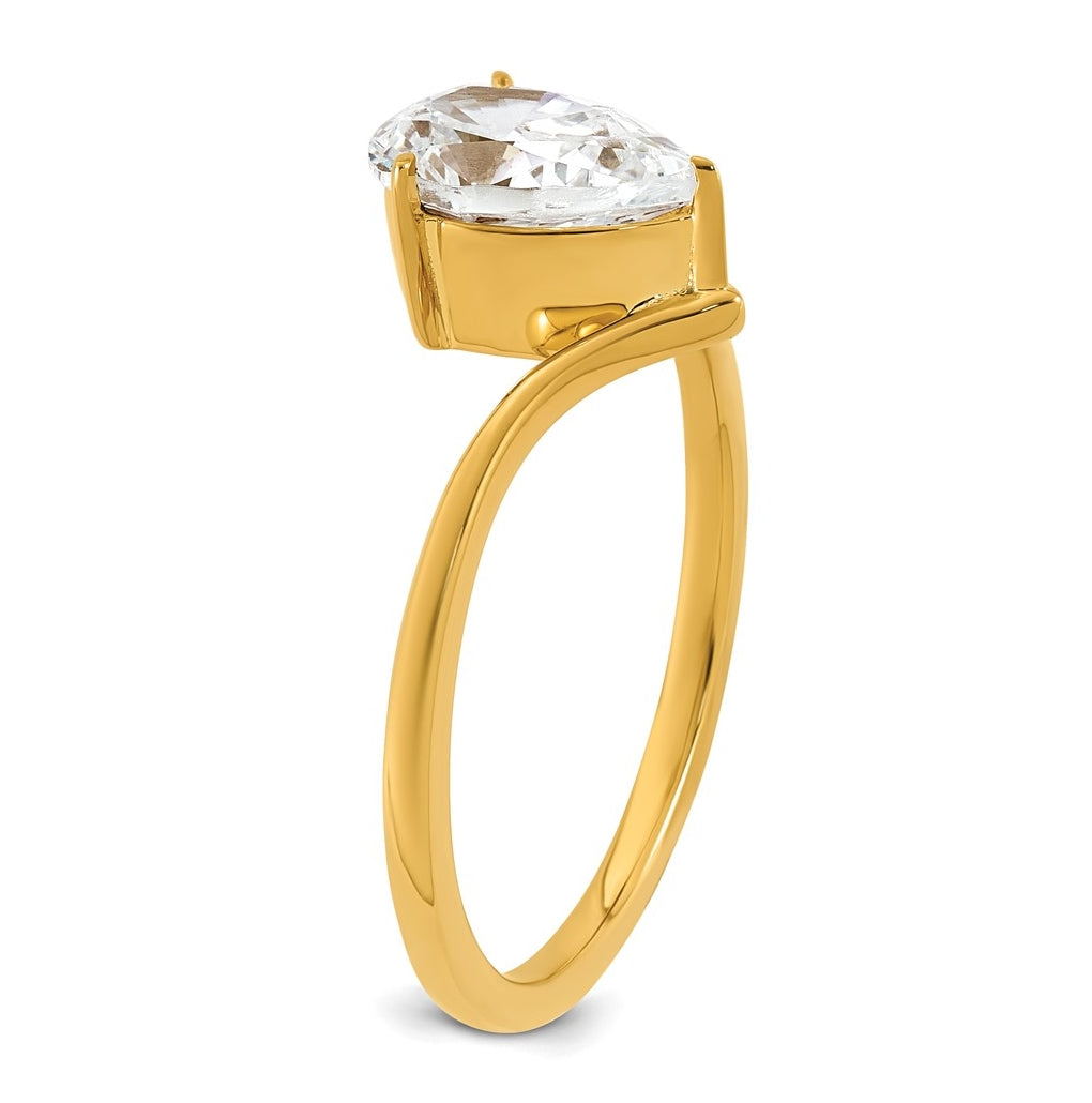 True Origin 14k Yellow Gold 1 carat Lab Grown Diamond VS+ F+ Pear Solitaire Complete Ring