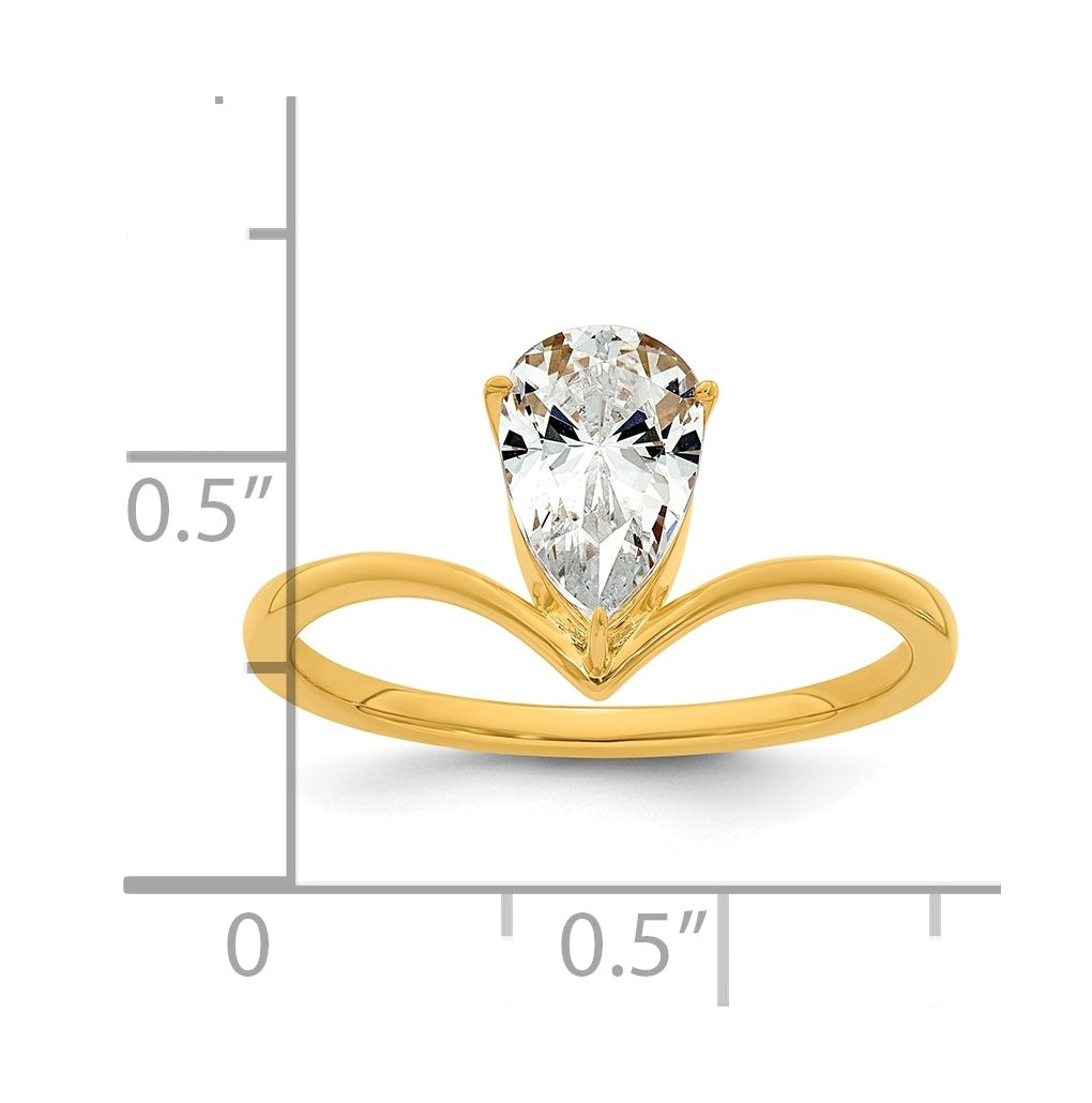 True Origin 14k Yellow Gold 1 carat Lab Grown Diamond VS+ F+ Pear Solitaire Complete Ring