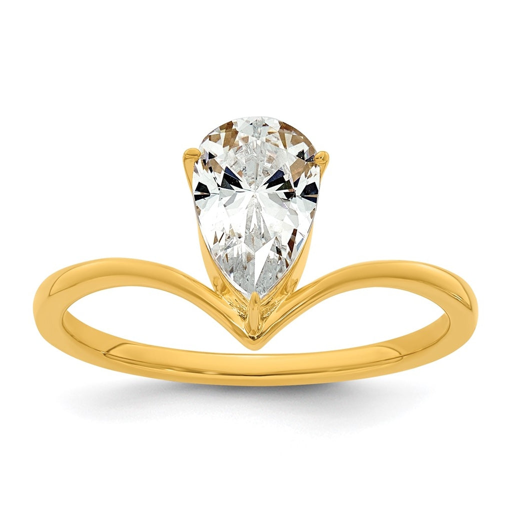 True Origin 14k Yellow Gold 1 carat Lab Grown Diamond VS+ F+ Pear Solitaire Complete Ring