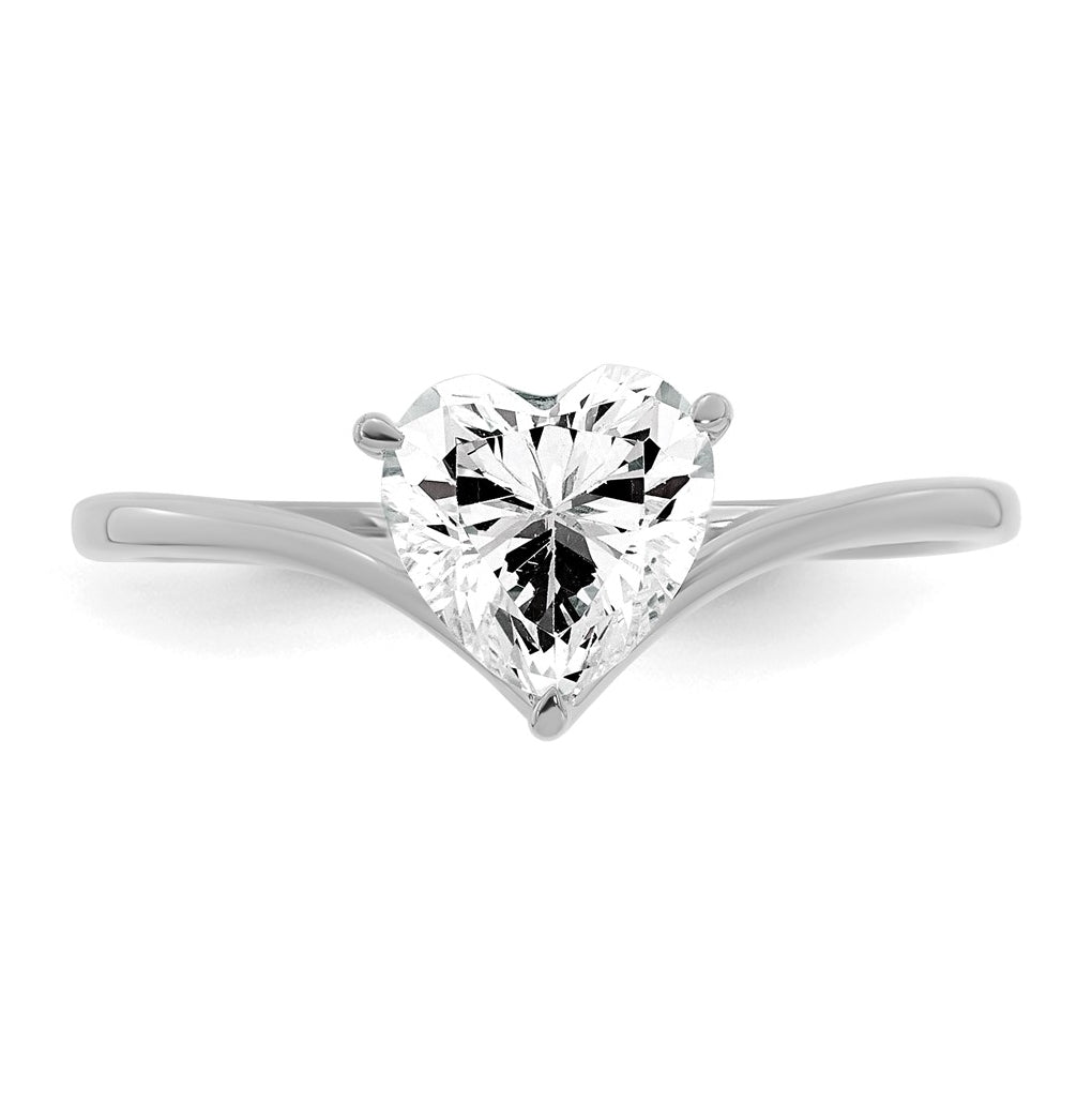 True Origin 14k White Gold 1 carat Lab Grown Diamond VS+ F+ Heart Solitaire Complete Ring