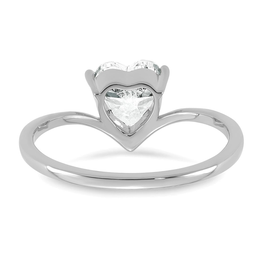 True Origin 14k White Gold 1 carat Lab Grown Diamond VS+ F+ Heart Solitaire Complete Ring