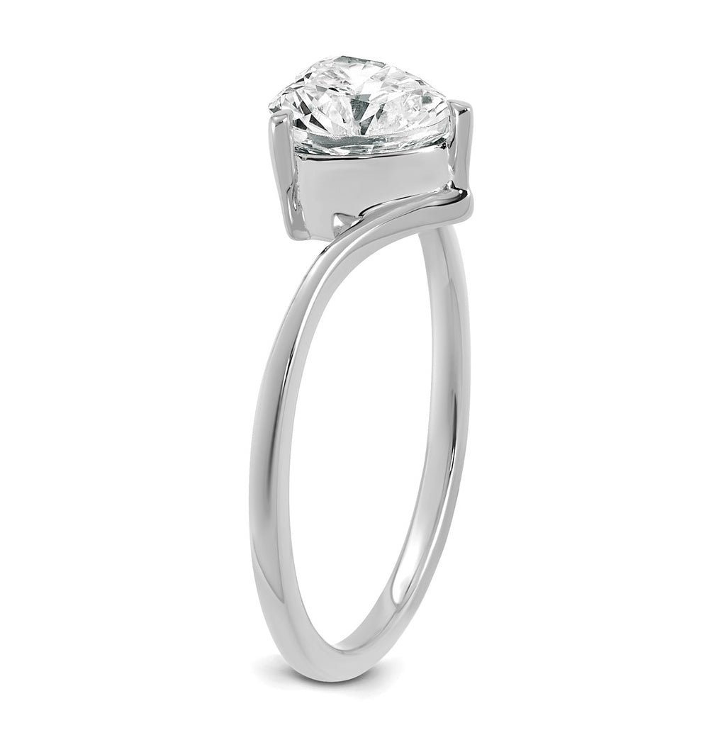 True Origin 14k White Gold 1 carat Lab Grown Diamond VS+ F+ Heart Solitaire Complete Ring