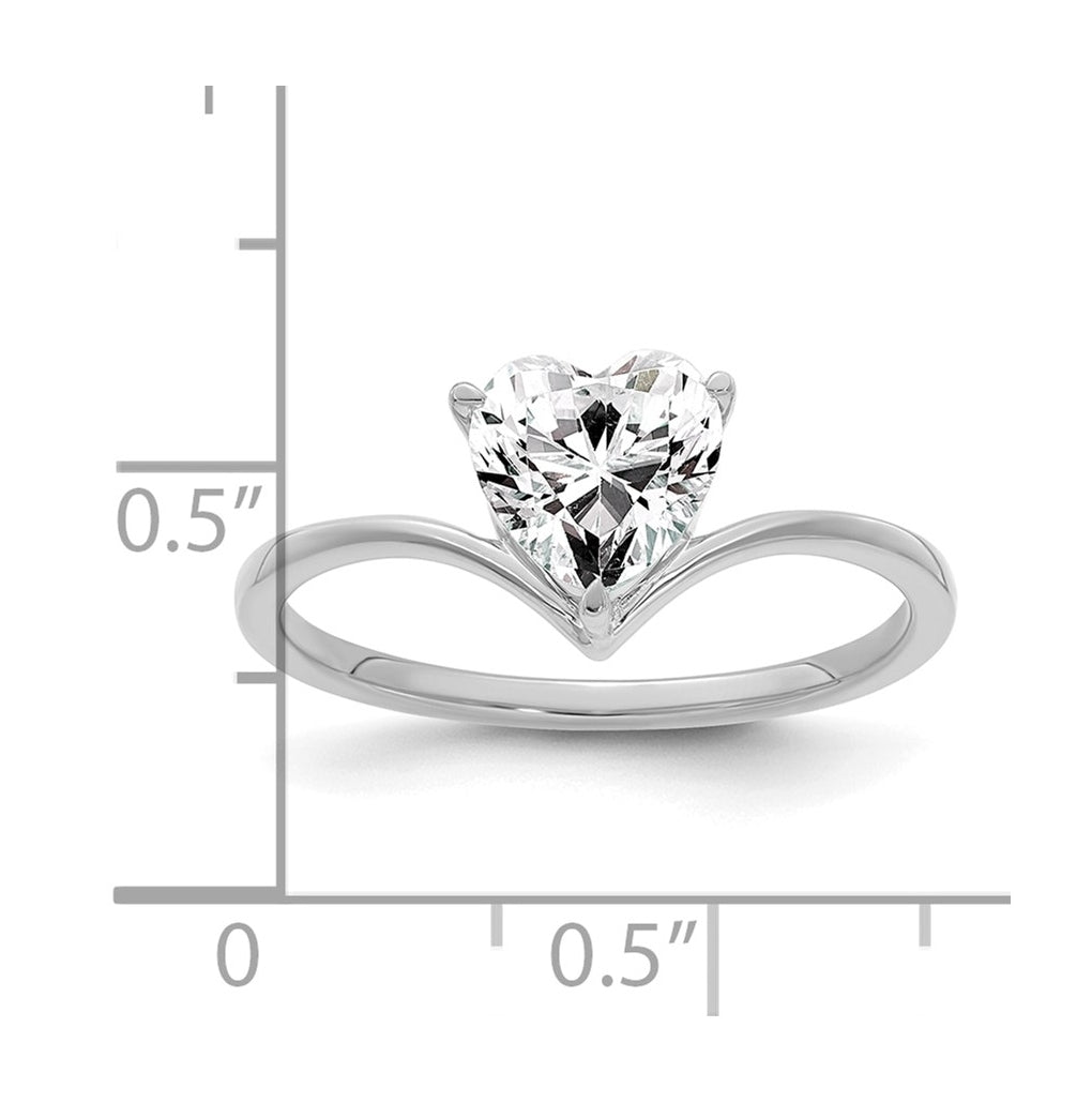True Origin 14k White Gold 1 carat Lab Grown Diamond VS+ F+ Heart Solitaire Complete Ring