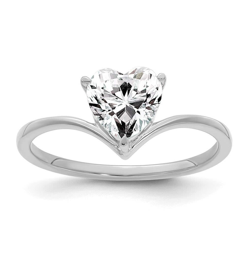 True Origin 14k White Gold 1 carat Lab Grown Diamond VS+ F+ Heart Solitaire Complete Ring