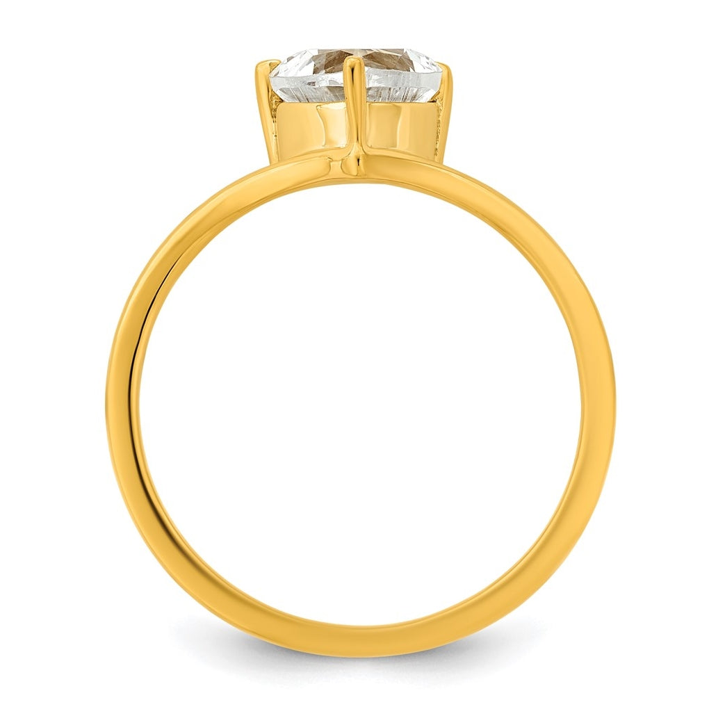 True Origin 14k Yellow Gold 1 carat Lab Grown Diamond VS+ F+ Heart Solitaire Complete Ring