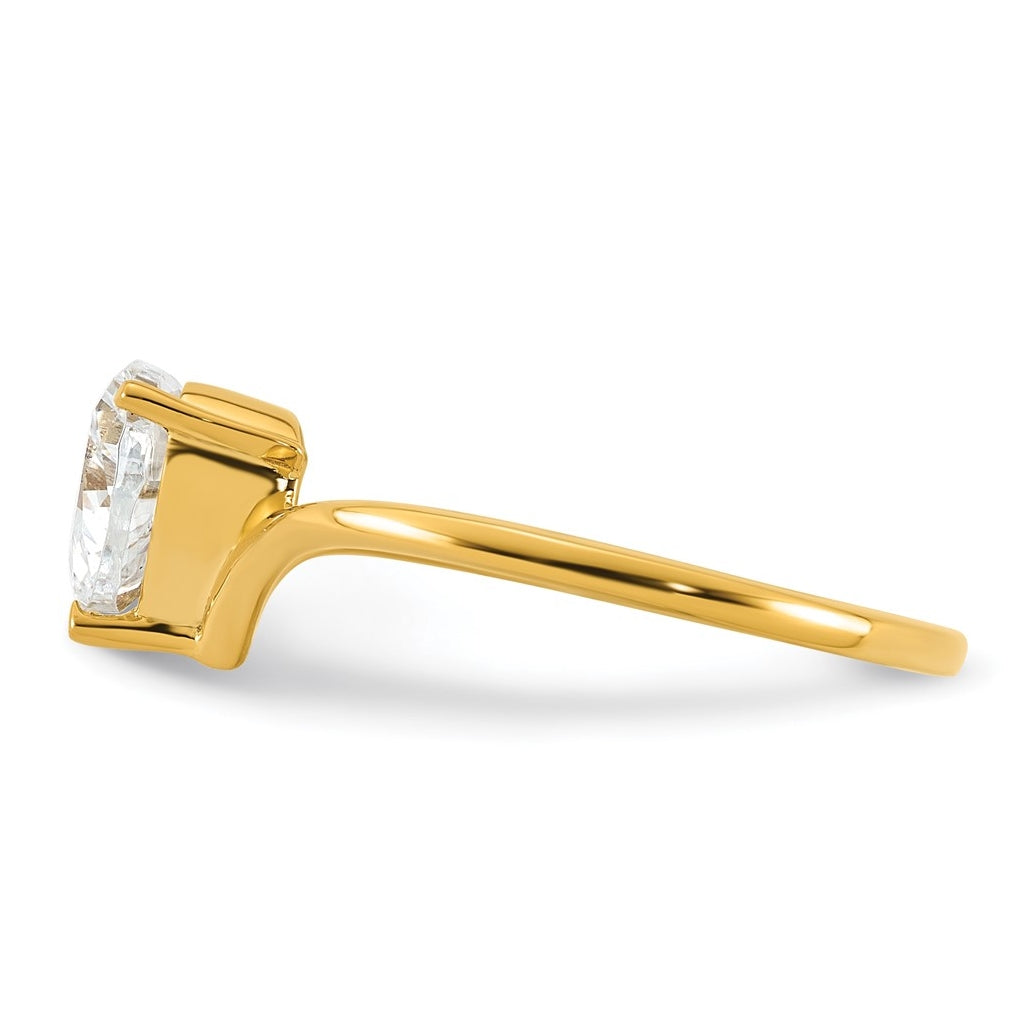 True Origin 14k Yellow Gold 1 carat Lab Grown Diamond VS+ F+ Heart Solitaire Complete Ring