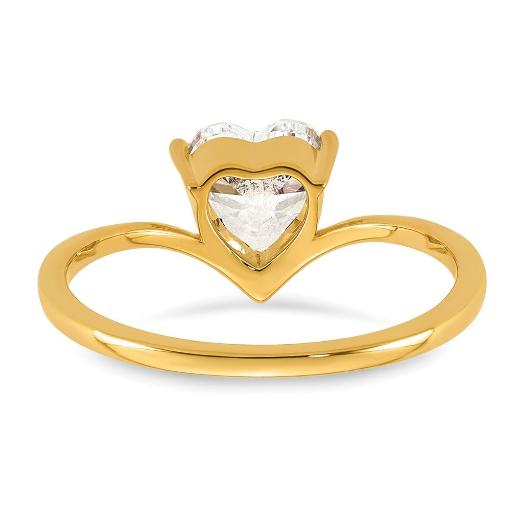 True Origin 14k Yellow Gold 1 carat Lab Grown Diamond VS+ F+ Heart Solitaire Complete Ring