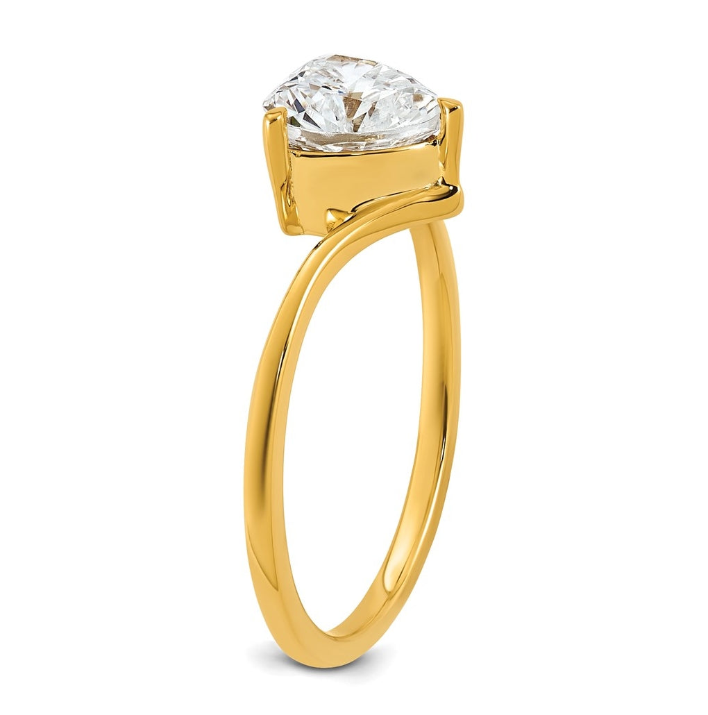 True Origin 14k Yellow Gold 1 carat Lab Grown Diamond VS+ F+ Heart Solitaire Complete Ring